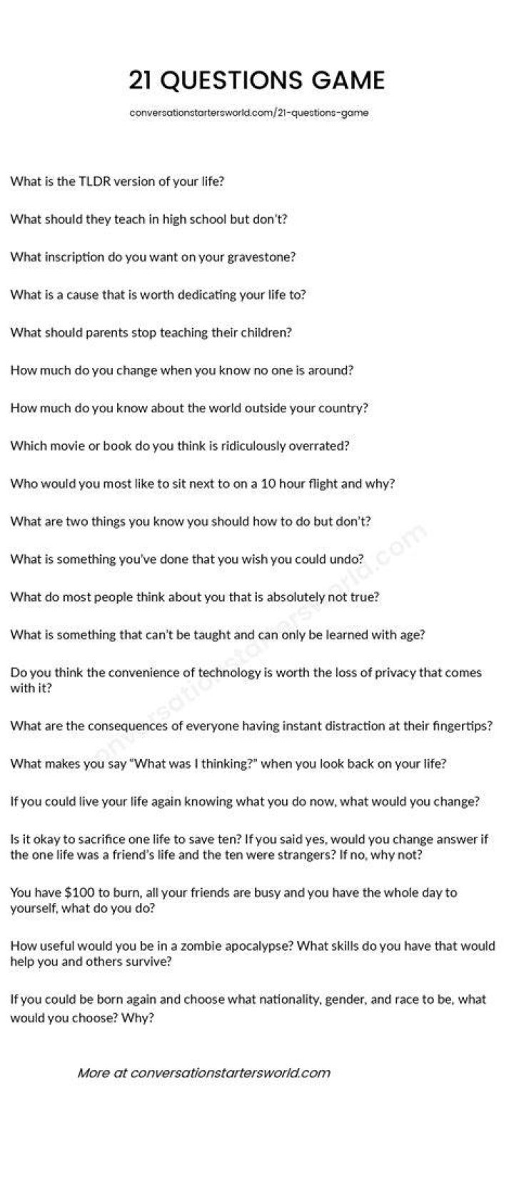 21 Questions game 21 Questions game