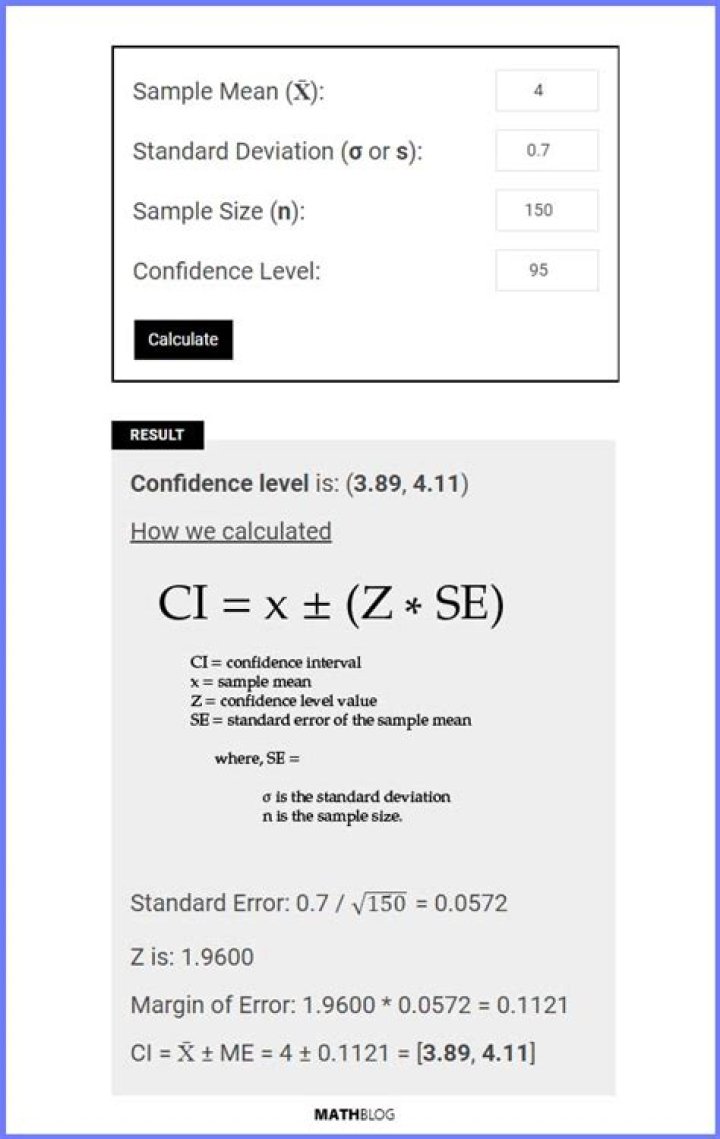 confidence interval calculator with sample size