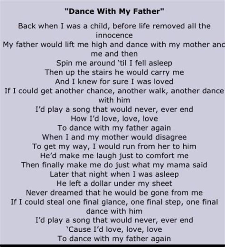 Dance With My Father Lyrics by Luther Vandross - Father's Day Song - father's day soul songs