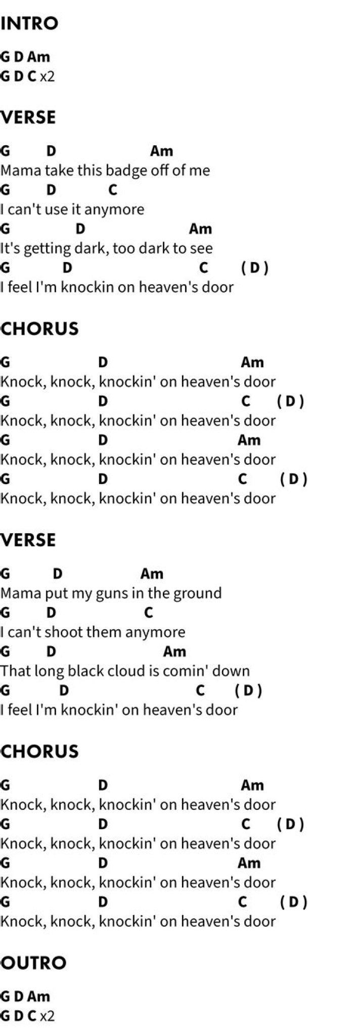 Knocking On Heaven's Door - EASY 4 Chord Guitar Lesson (Bob Dylan) - best 3 chord country songs