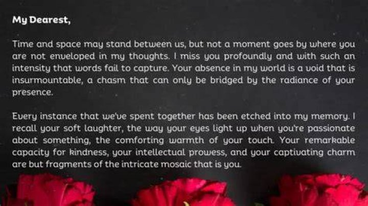 Missing you love letters