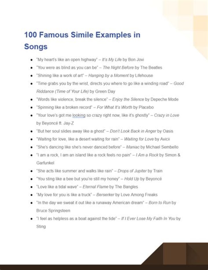 Simile Song - songs with similes and metaphors