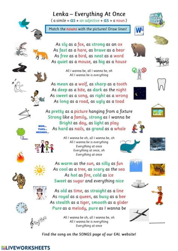 Simile Song 🎵 | Everything At Once - songs with similes and metaphors in them